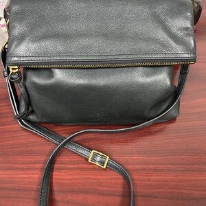 Margot Black Leather Bag with Gold Detail